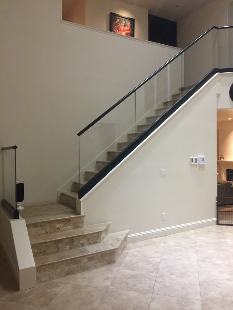 Photo of Artistic shower door glass railings