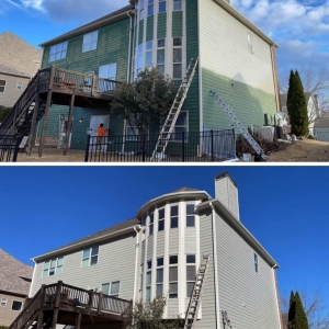 Photo of Zelaya painting and pressure washing