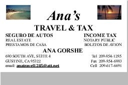 Gustine Ana's Travel & Tax