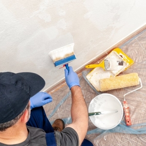 Photo of Bob Peterson Painting