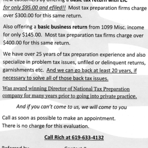 El Cajon Rich Rogers Taxes & More