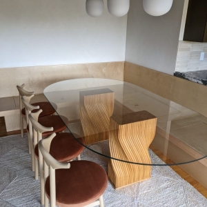 Photo of Artistic shower door glass railings